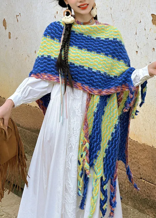 2024 New Bohemian Rainbow Tassel Cozy Warm Shawl WO037