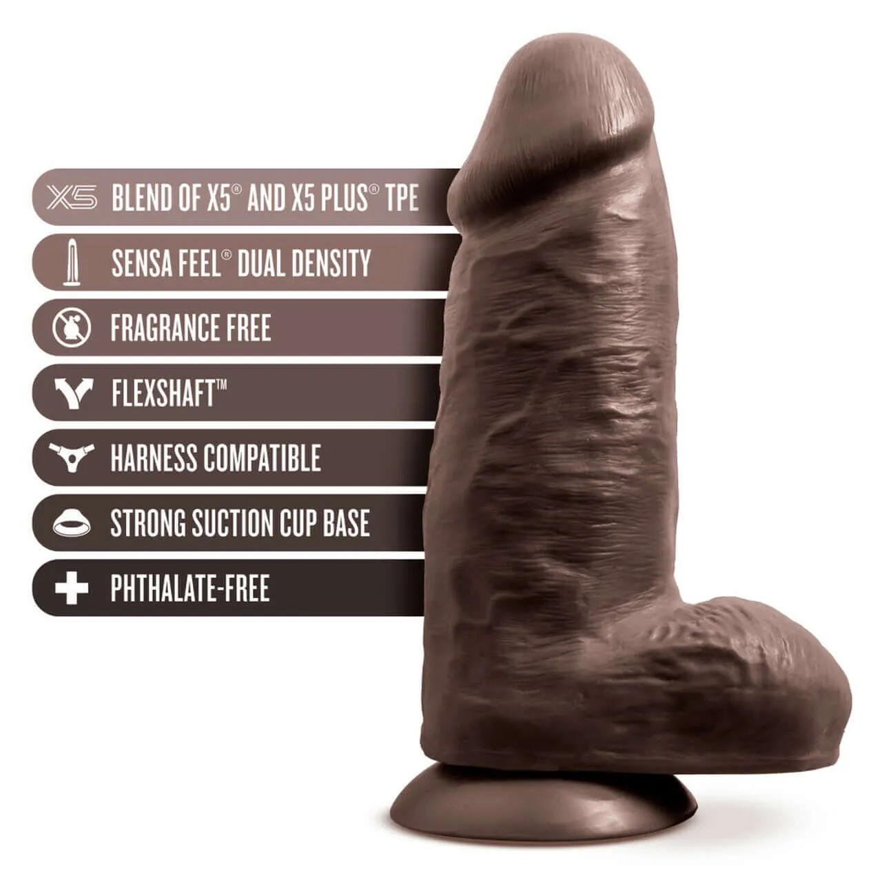 Au Naturel Chub 10 inches Dildo Chocolate Dark Brown