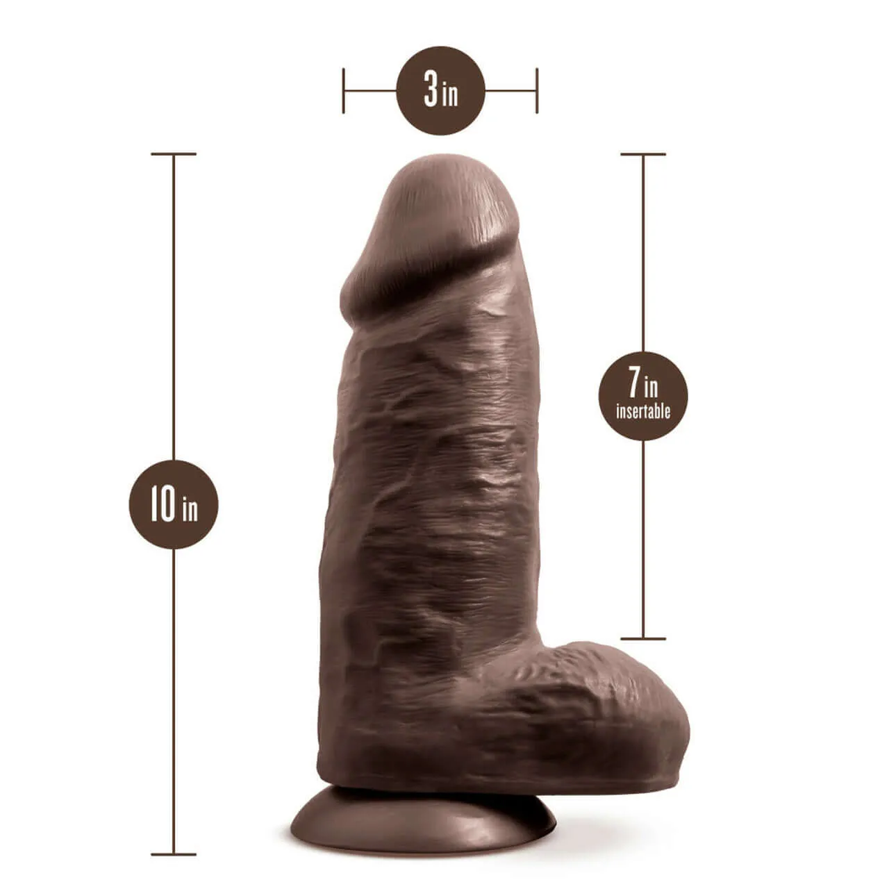 Au Naturel Chub 10 inches Dildo Chocolate Dark Brown