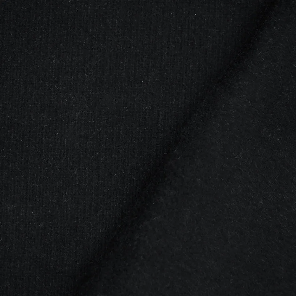 Black Wool Polyester Solid Brushed Double Woven Jacketing Fabric