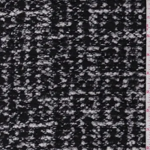 Black/White Wool Blend Boucle Sweater Knit Fabric