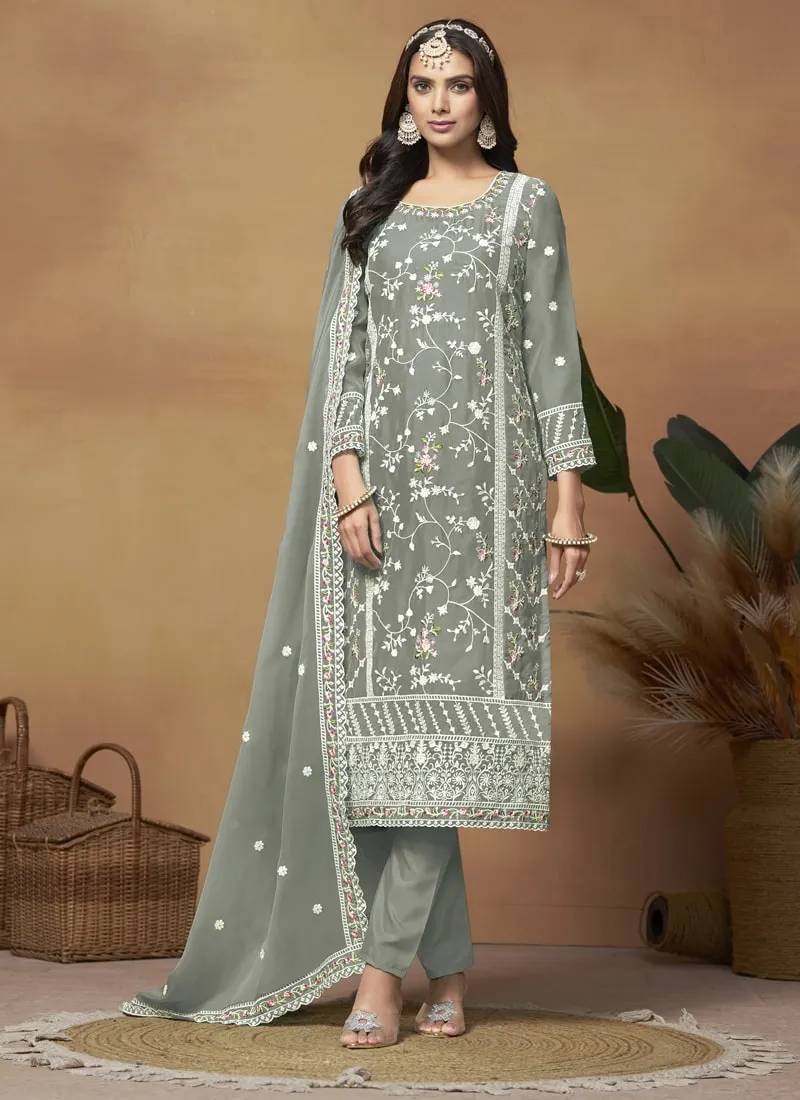 Breezy Elegance Soft Organza Straight Salwar Suit