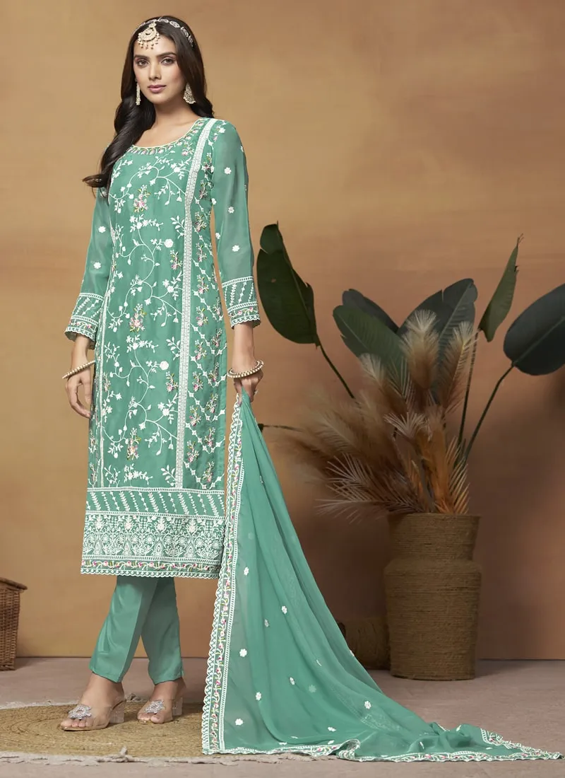 Breezy Elegance Soft Organza Straight Salwar Suit