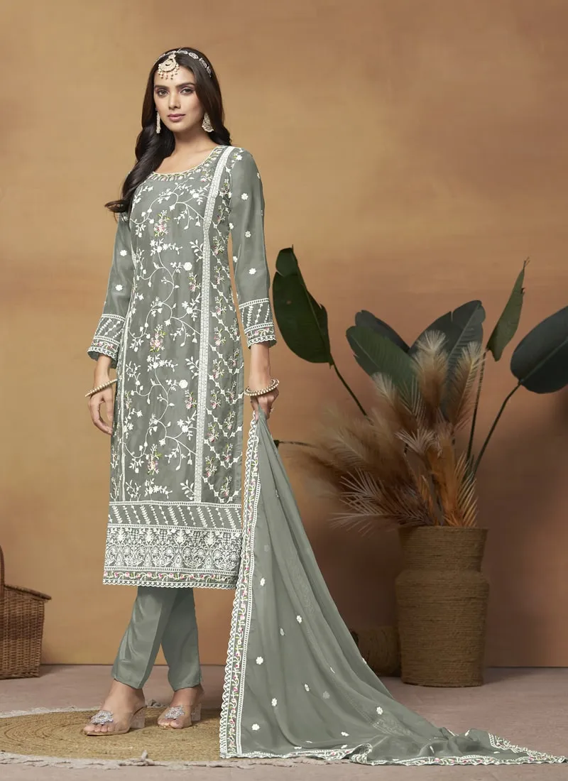 Breezy Elegance Soft Organza Straight Salwar Suit