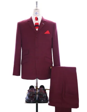 Burgundy Prince Of Wales Check Suit