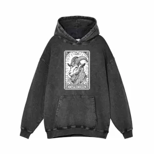 Capricorn Tarot Card Horoscope Vintage Washed Hoodie