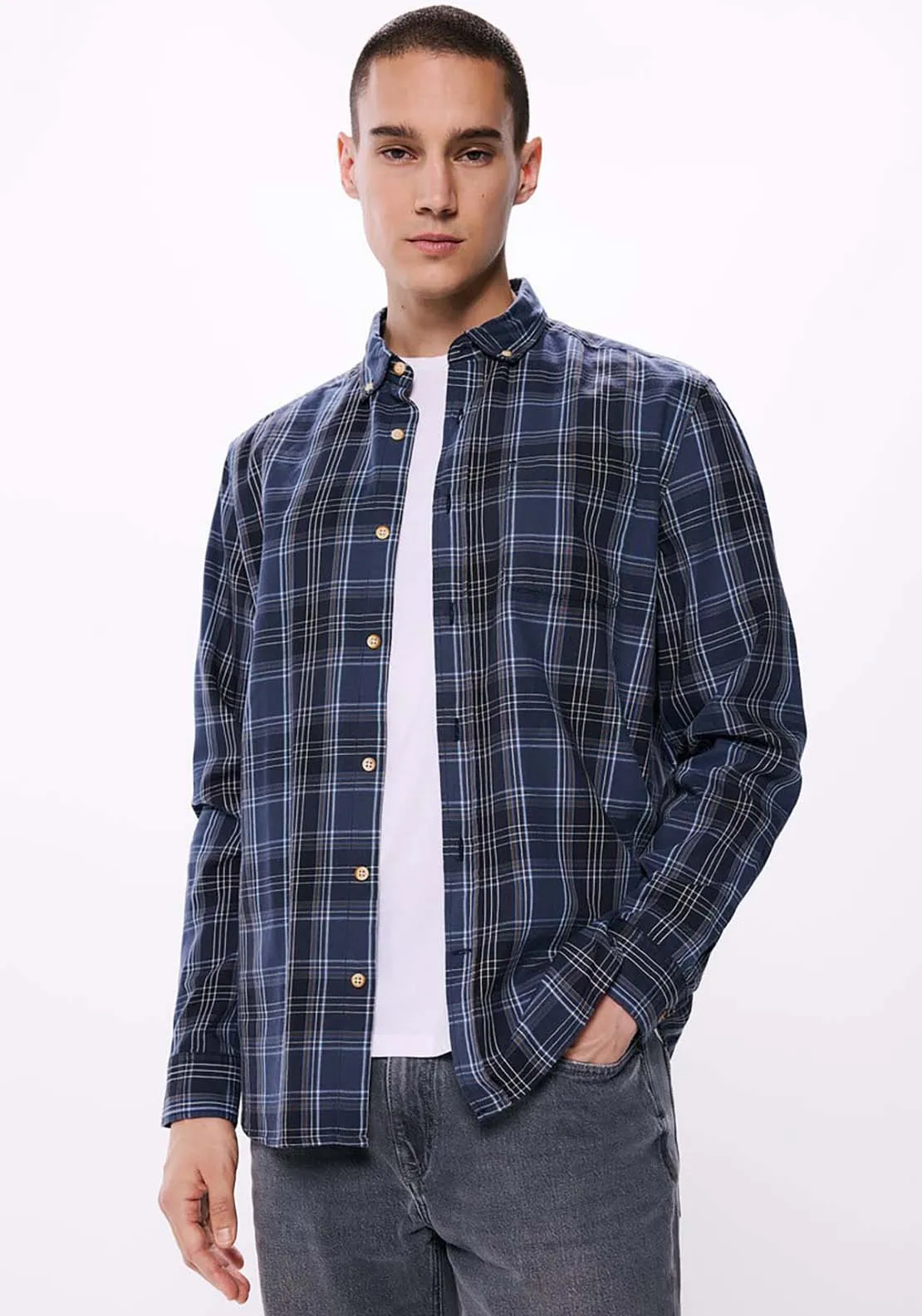 Checked Flannel Shirt - Blue