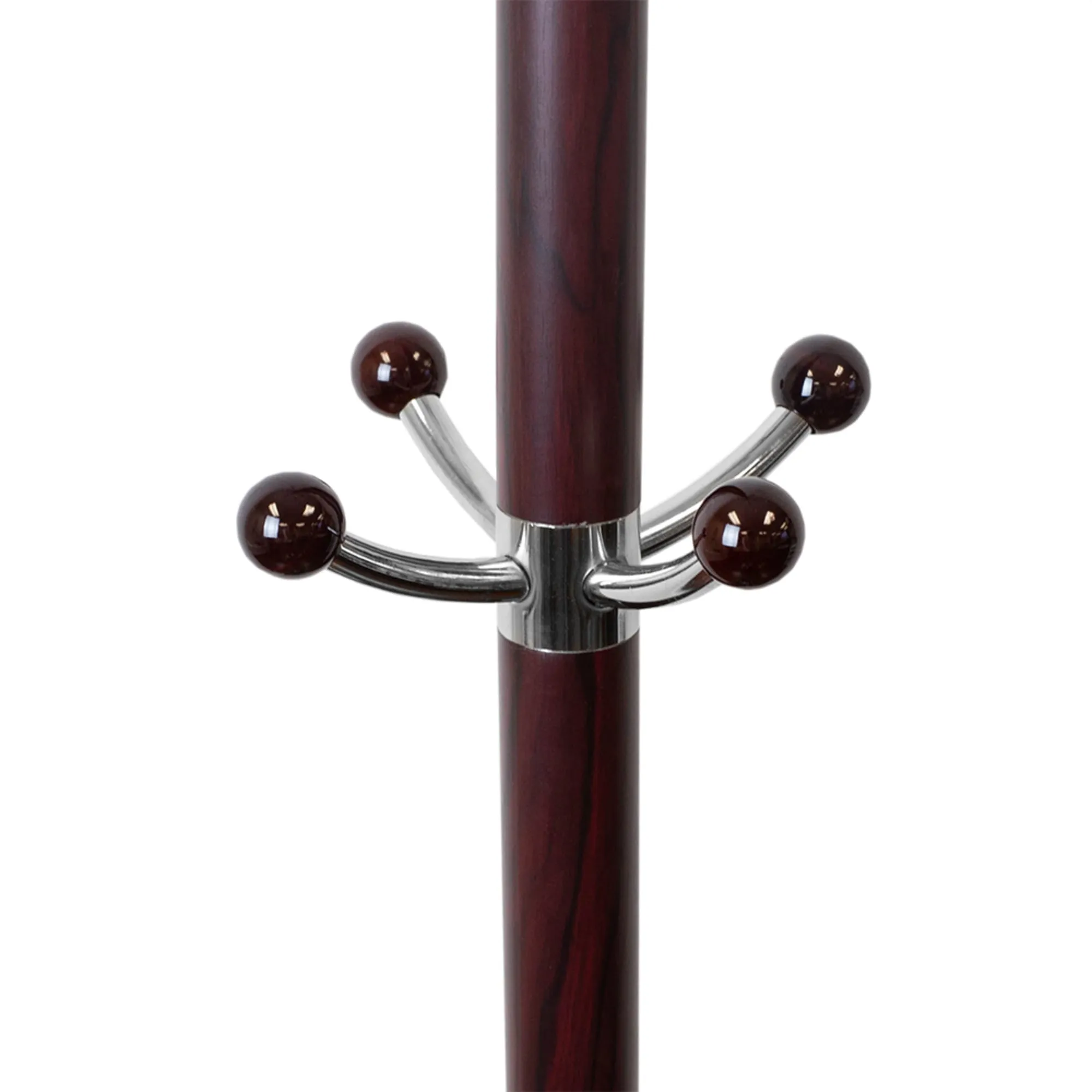 Coat Rack with Heavy Duty Marble Base, Mahogany