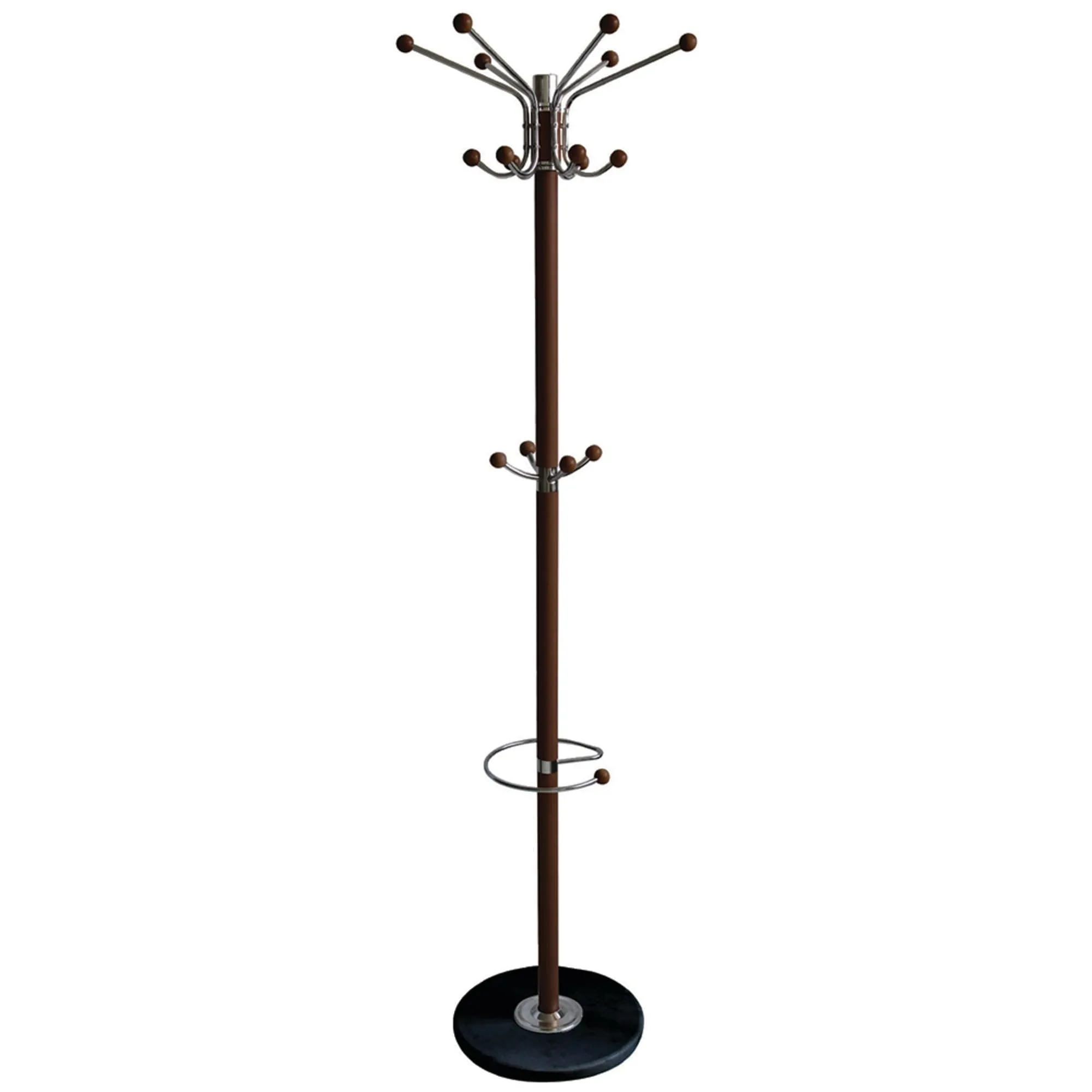 Coat Rack with Heavy Duty Marble Base, Mahogany