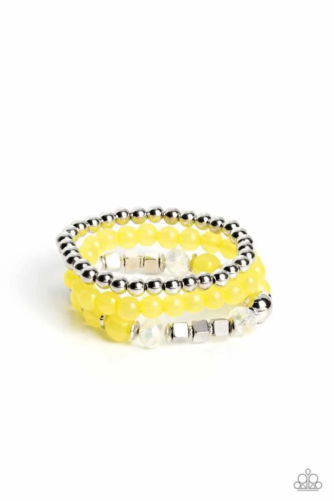 CUBE Your Enthusiasm Yellow Bracelet - Paparazzi Accessories