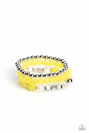 CUBE Your Enthusiasm Yellow Bracelet - Paparazzi Accessories