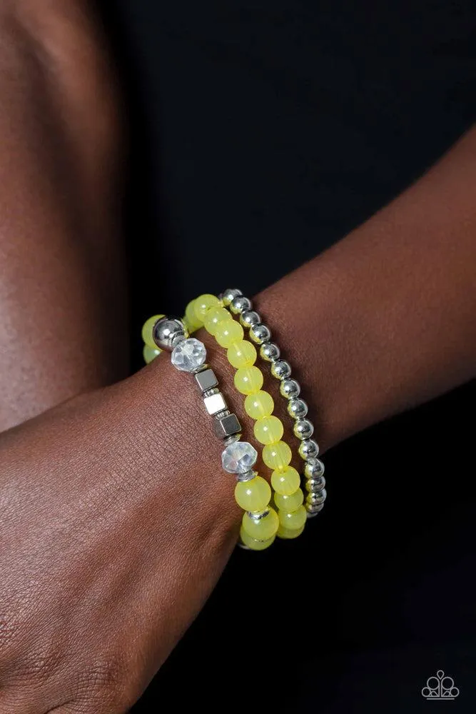 CUBE Your Enthusiasm Yellow Bracelet - Paparazzi Accessories