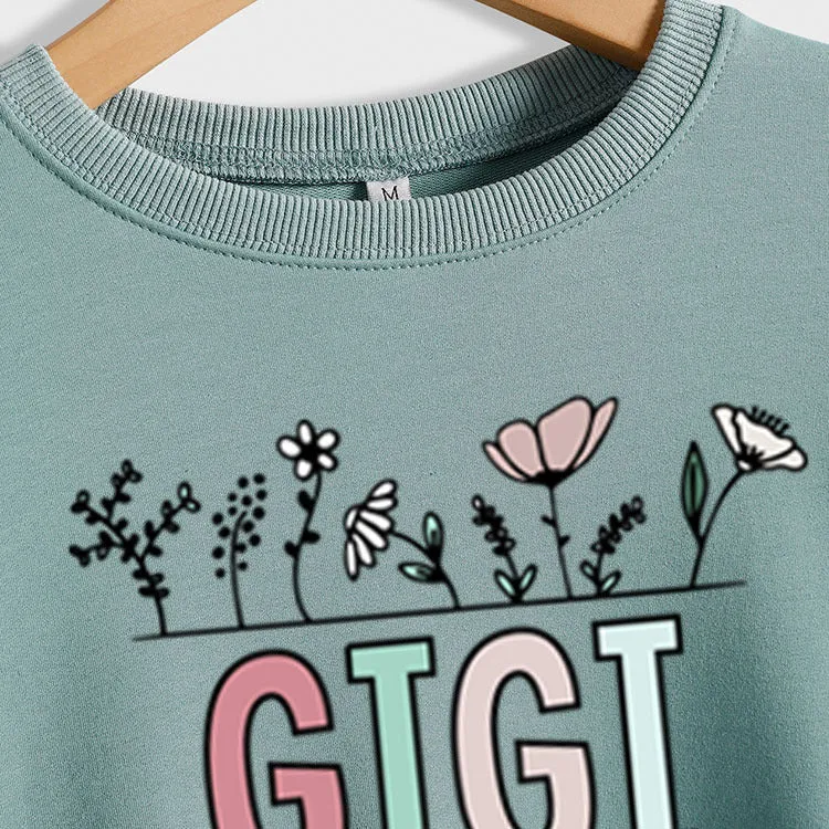 GIGI Plant Flower Letters Loose Long-sleeved Women's Sweatshirt