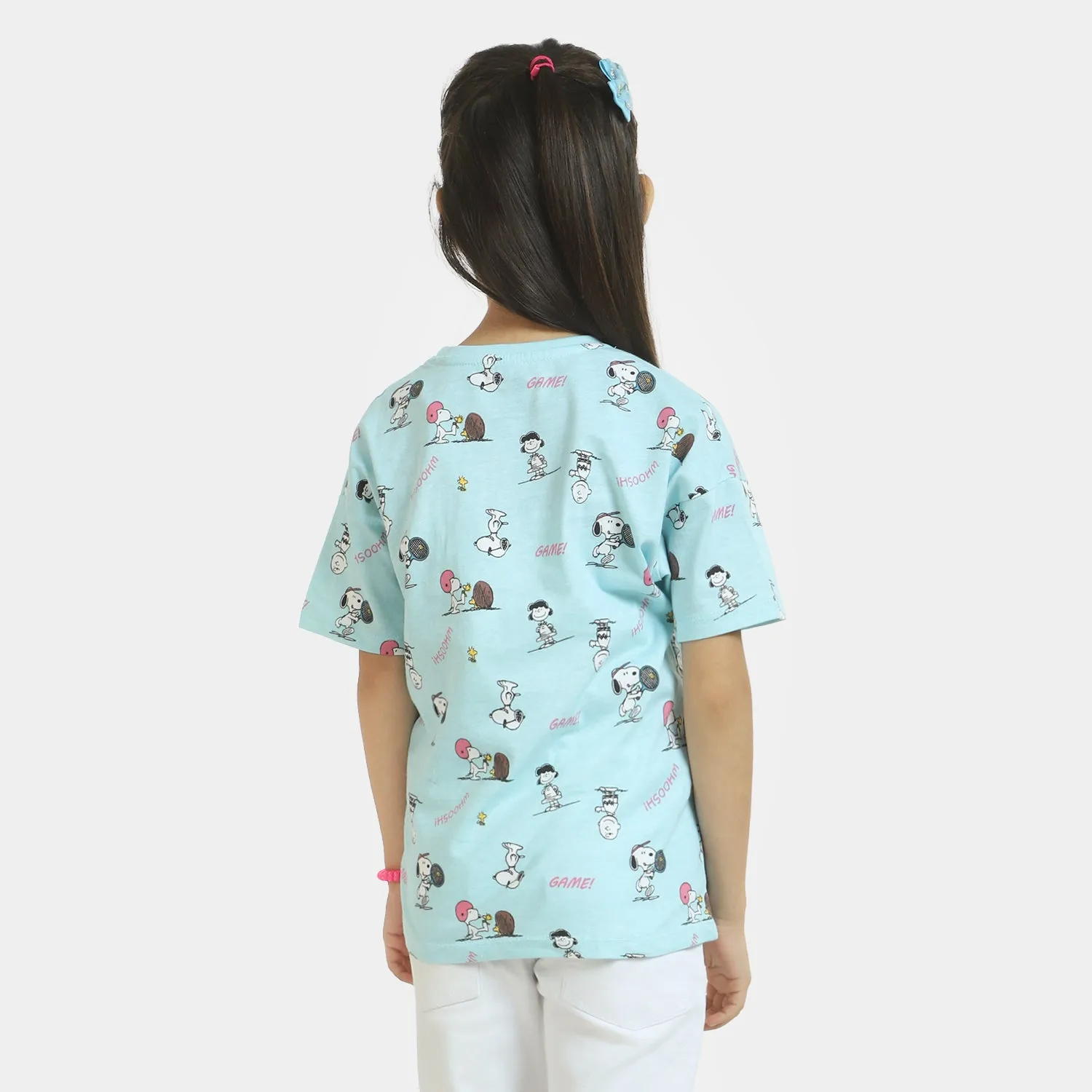 Girls T-Shirt Character Printed- Sky Blue