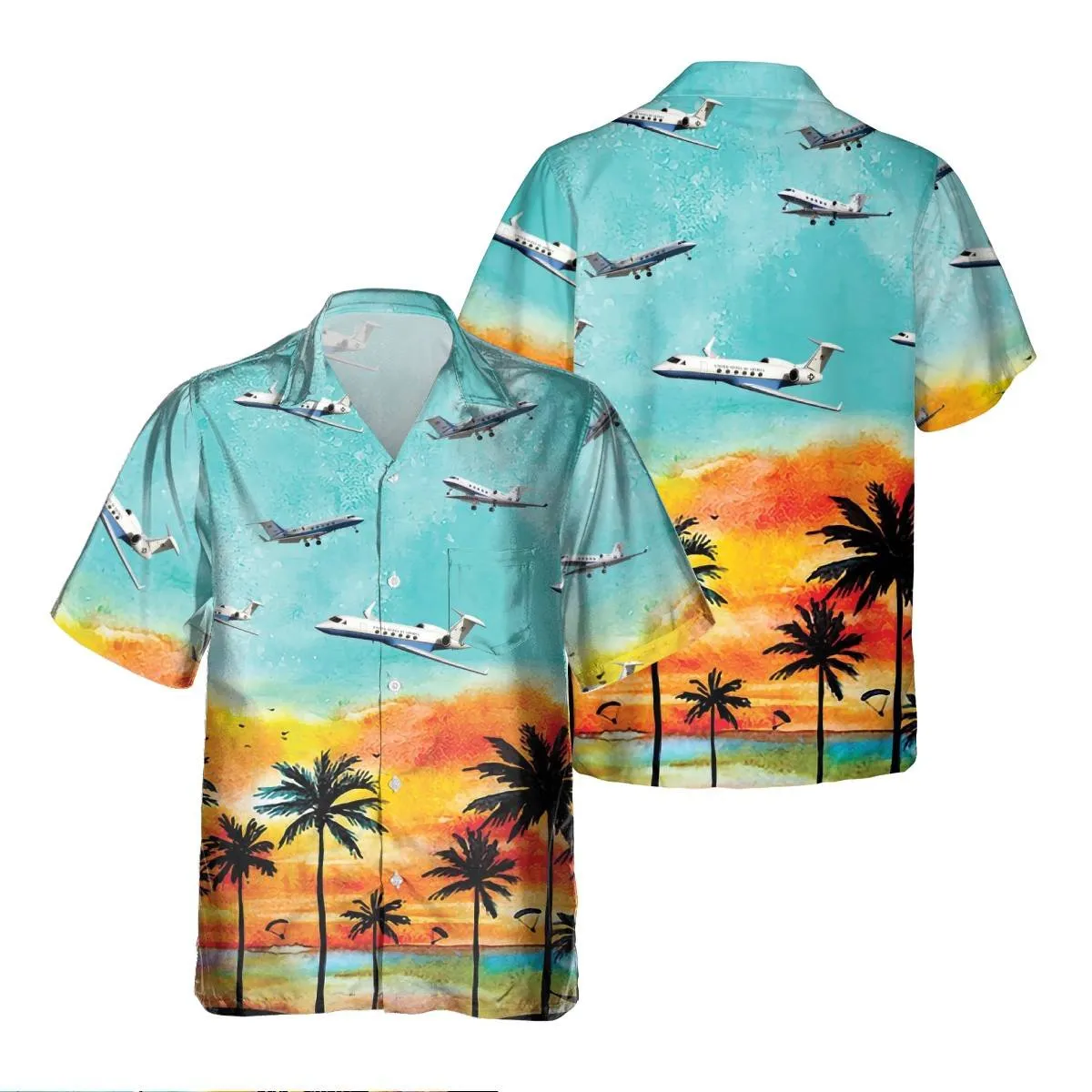 Gulfstream C-20 C20 Hawaiian Shirt, Hawaiian Shirt for Men Dad Veteran, Patriot Day, Aircraft Shirt