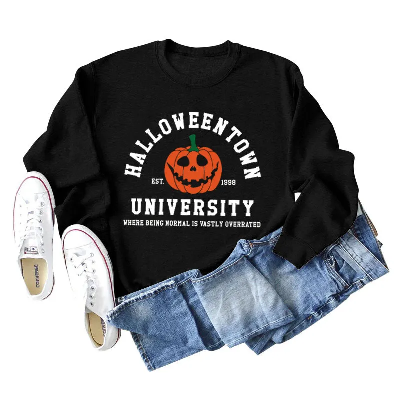 HALLOWEENTOWN Fashion Women's Round Neck Bottoming Autumn and Winter Long Sleeve Ladies Sweater