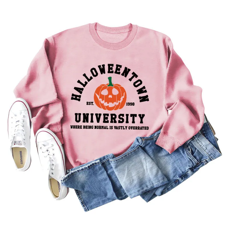 HALLOWEENTOWN Fashion Women's Round Neck Bottoming Autumn and Winter Long Sleeve Ladies Sweater