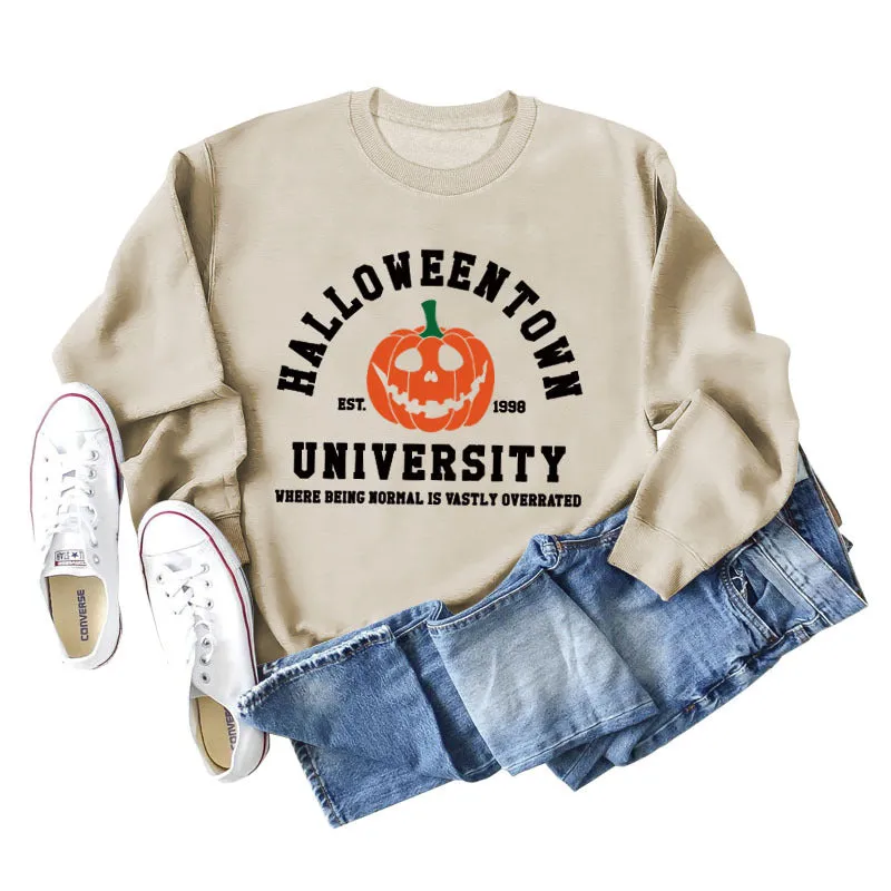 HALLOWEENTOWN Fashion Women's Round Neck Bottoming Autumn and Winter Long Sleeve Ladies Sweater