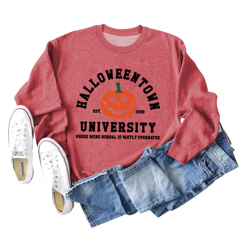 HALLOWEENTOWN Fashion Women's Round Neck Bottoming Autumn and Winter Long Sleeve Ladies Sweater