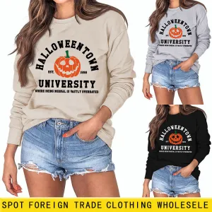 HALLOWEENTOWN Fashion Women's Round Neck Bottoming Autumn and Winter Long Sleeve Ladies Sweater