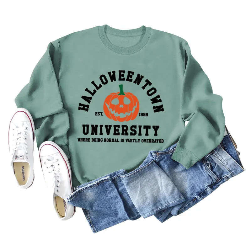 HALLOWEENTOWN Fashion Women's Round Neck Bottoming Autumn and Winter Long Sleeve Ladies Sweater