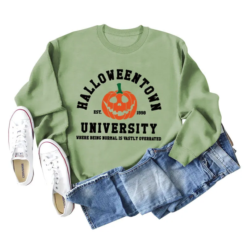 HALLOWEENTOWN Fashion Women's Round Neck Bottoming Autumn and Winter Long Sleeve Ladies Sweater