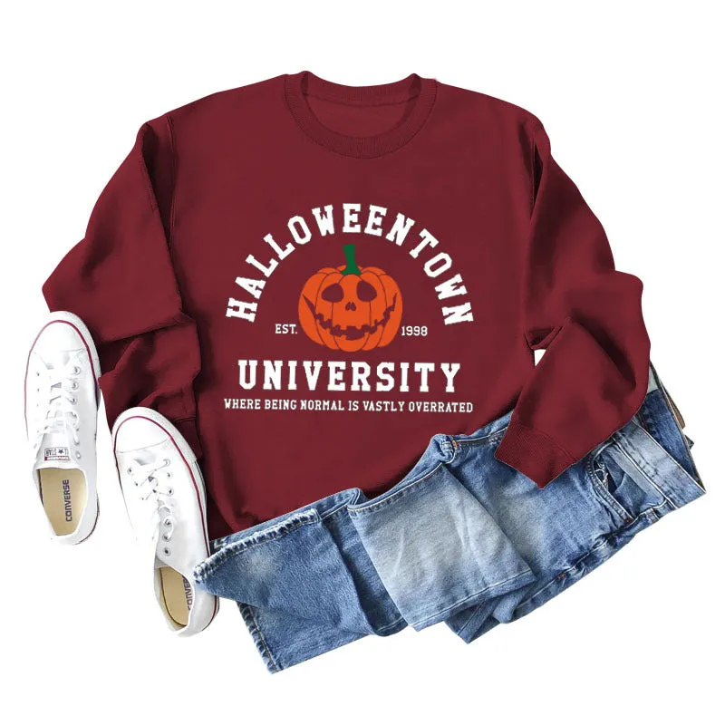 HALLOWEENTOWN Fashion Women's Round Neck Bottoming Autumn and Winter Long Sleeve Ladies Sweater