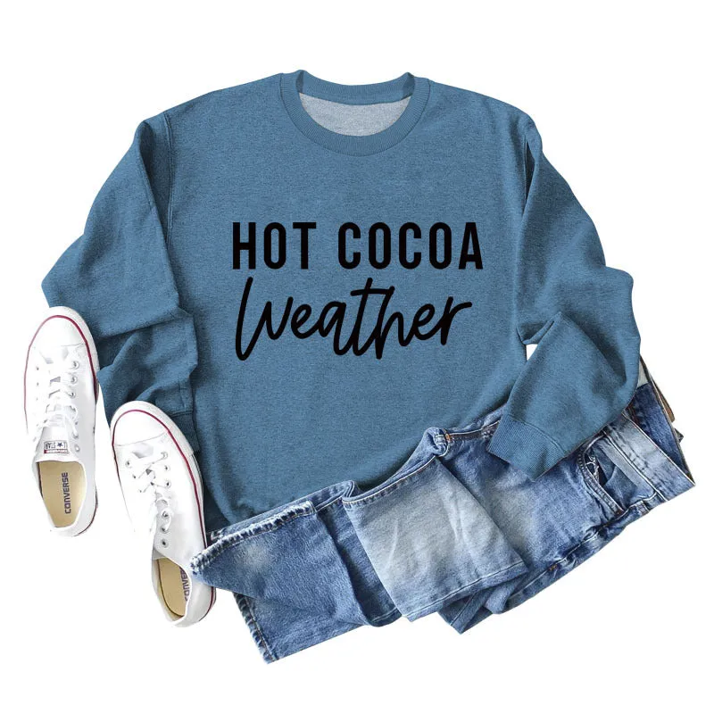 HOT COCOA WEATHER Loose Bottom Long Sleeve Large Size Sweater