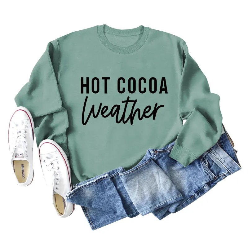 HOT COCOA WEATHER Loose Bottom Long Sleeve Large Size Sweater