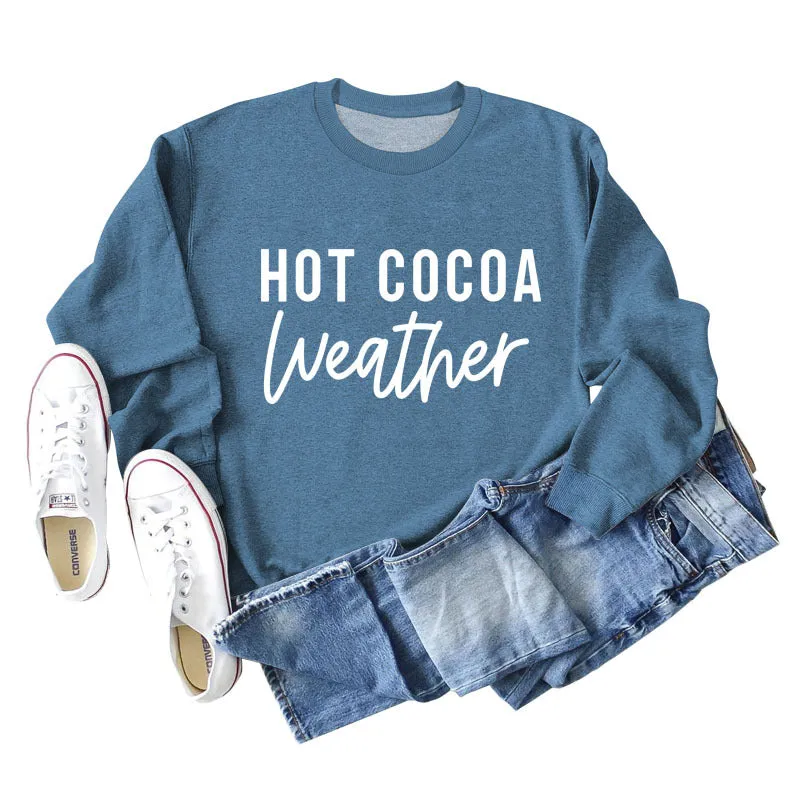 HOT COCOA WEATHER Loose Bottom Long Sleeve Large Size Sweater