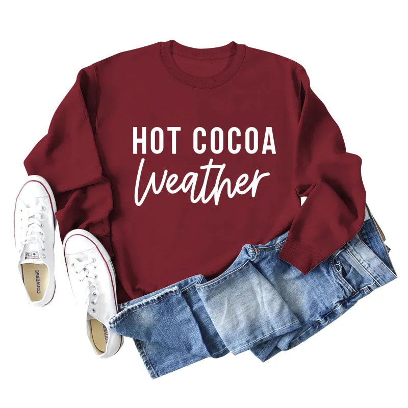 HOT COCOA WEATHER Loose Bottom Long Sleeve Large Size Sweater