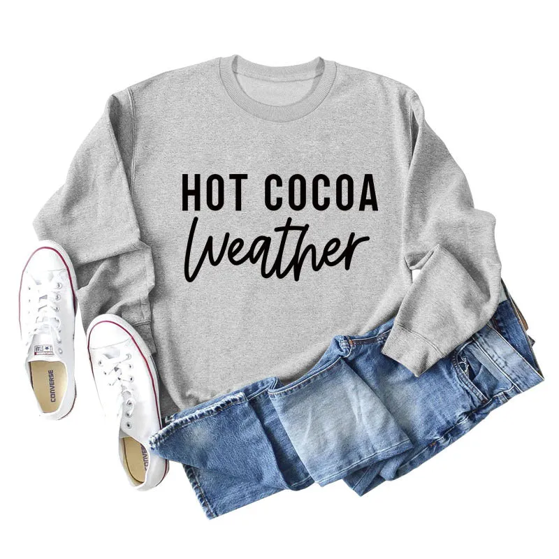 HOT COCOA WEATHER Loose Bottom Long Sleeve Large Size Sweater