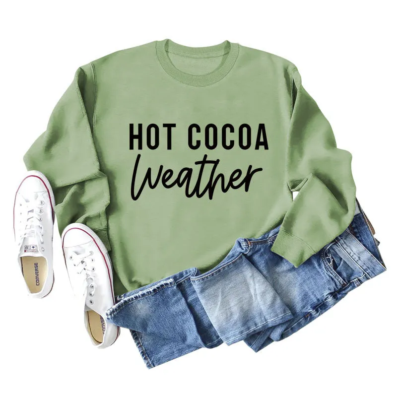 HOT COCOA WEATHER Loose Bottom Long Sleeve Large Size Sweater