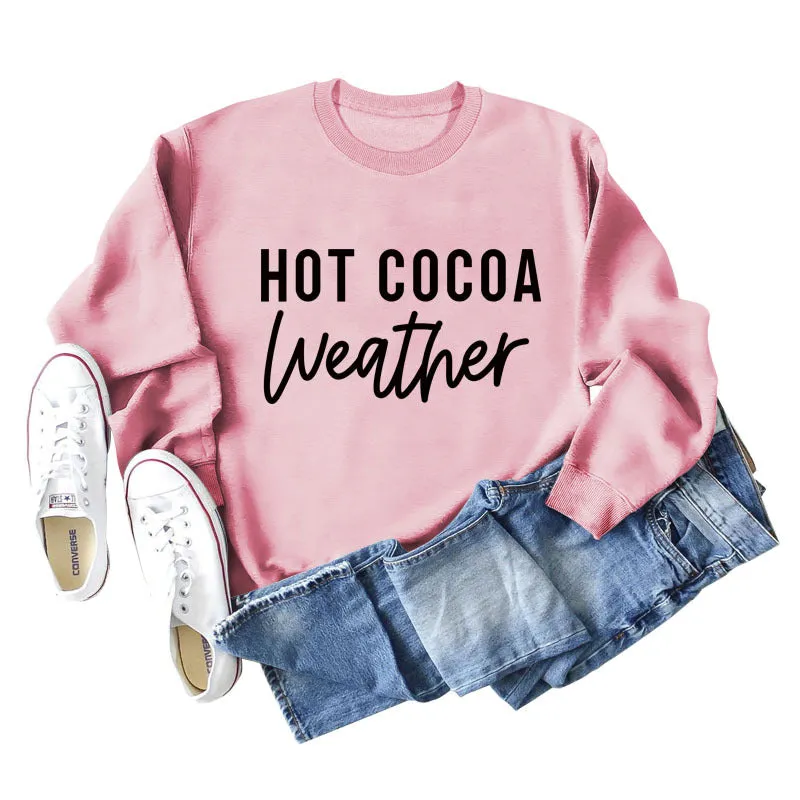 HOT COCOA WEATHER Loose Bottom Long Sleeve Large Size Sweater