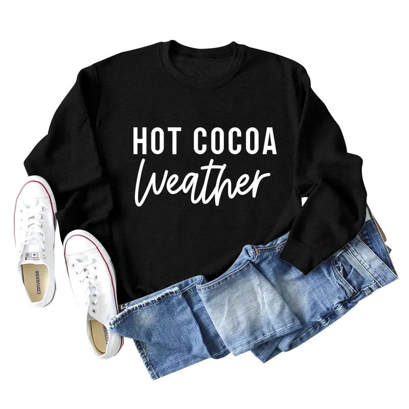 HOT COCOA WEATHER Loose Bottom Long Sleeve Large Size Sweater