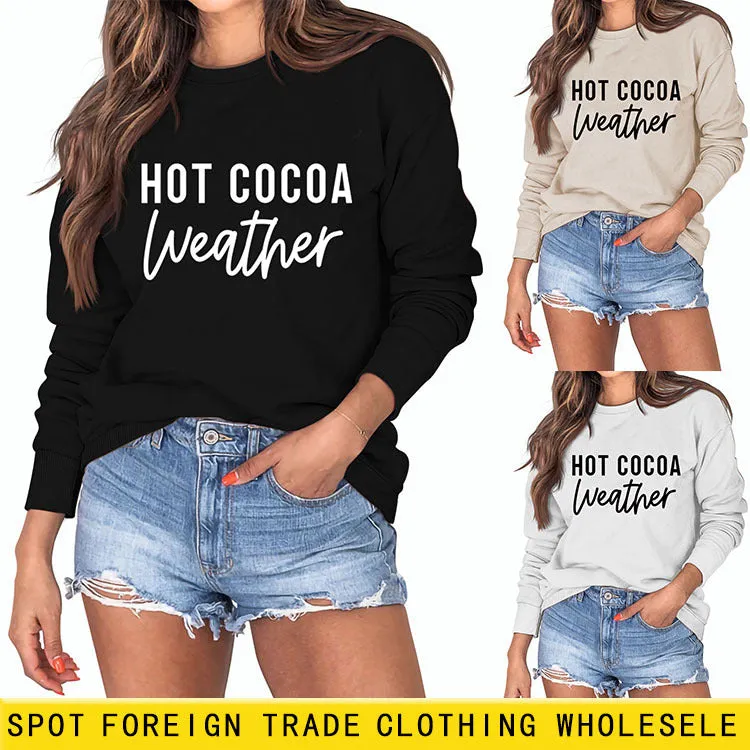 HOT COCOA WEATHER Loose Bottom Long Sleeve Large Size Sweater