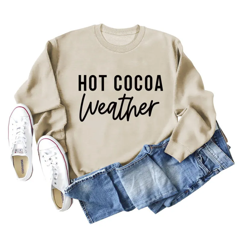 HOT COCOA WEATHER Loose Bottom Long Sleeve Large Size Sweater