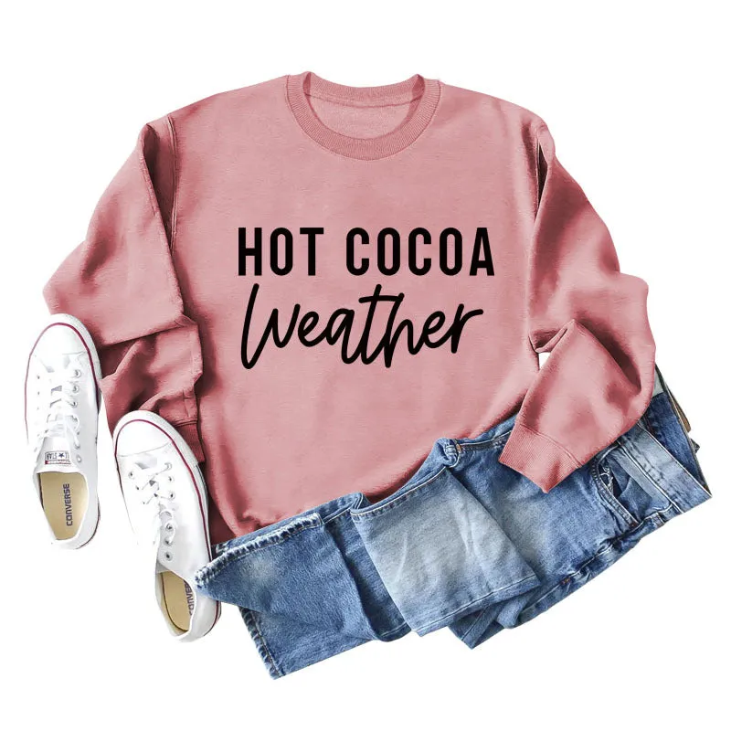 HOT COCOA WEATHER Loose Bottom Long Sleeve Large Size Sweater