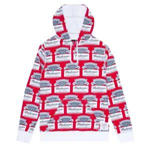 HUF X BUDWEISER LABEL PULLOVER HOODIE // RED