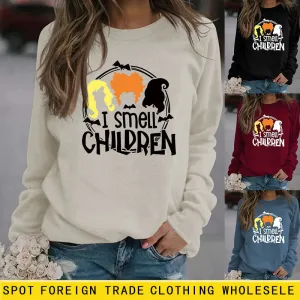 I SMELL CHILDREN BAT HAIR LETTER PRINT LONG SLEEVED SWEATSHIRT WOMAN