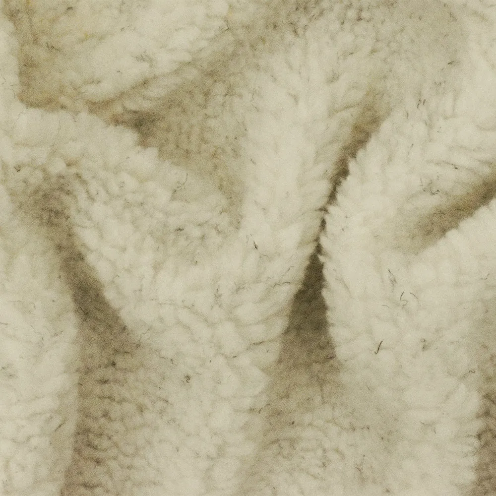 Ivory-Gray Famous Designer Poly Sherpa Faux Fur Fleece Knit Fabric