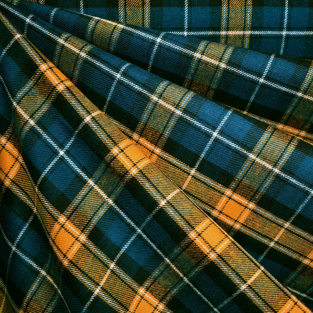 Jewel Tartan Plaid Flannel Shirting Ocean/Mustard