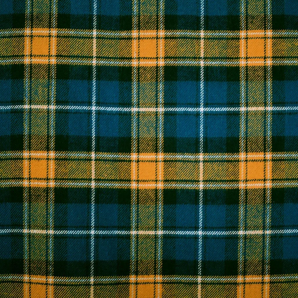 Jewel Tartan Plaid Flannel Shirting Ocean/Mustard