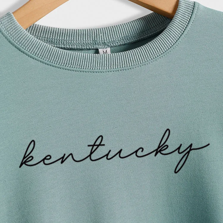 Kentucky Letter Loose Round Neck Fashion Casual Women's Long Sleeve Large Size Sweater