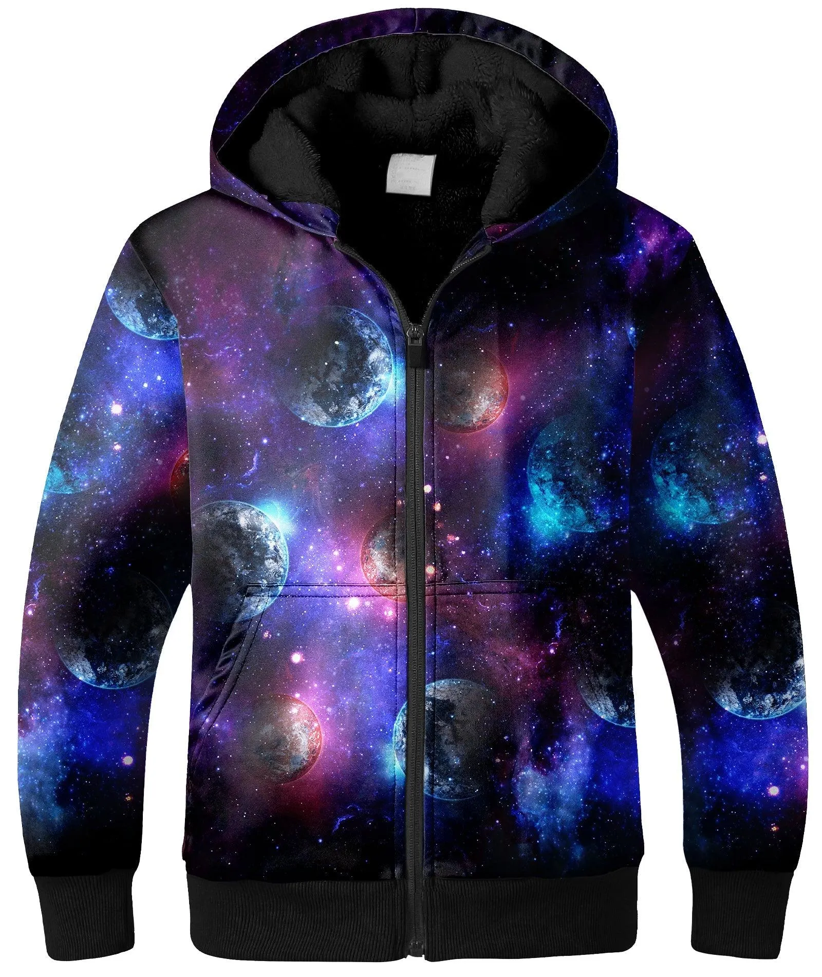 Kid's Space Printed Zip-Up Fleece Hoodie-ZPK006229