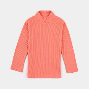 Kids Unisex Turtle Neck T-Shirt-Peach