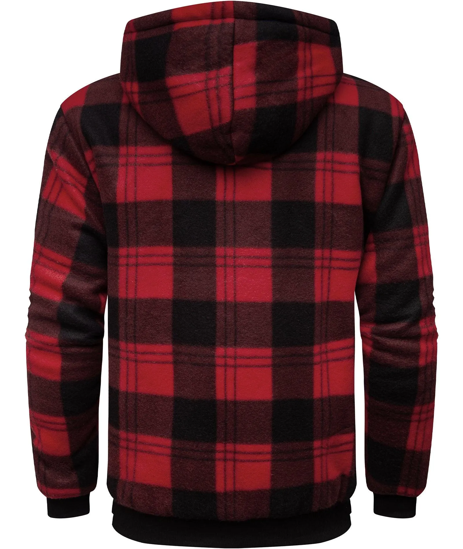 Men's Full Zipper Plaid Fleece Hoodie-ZPK005317