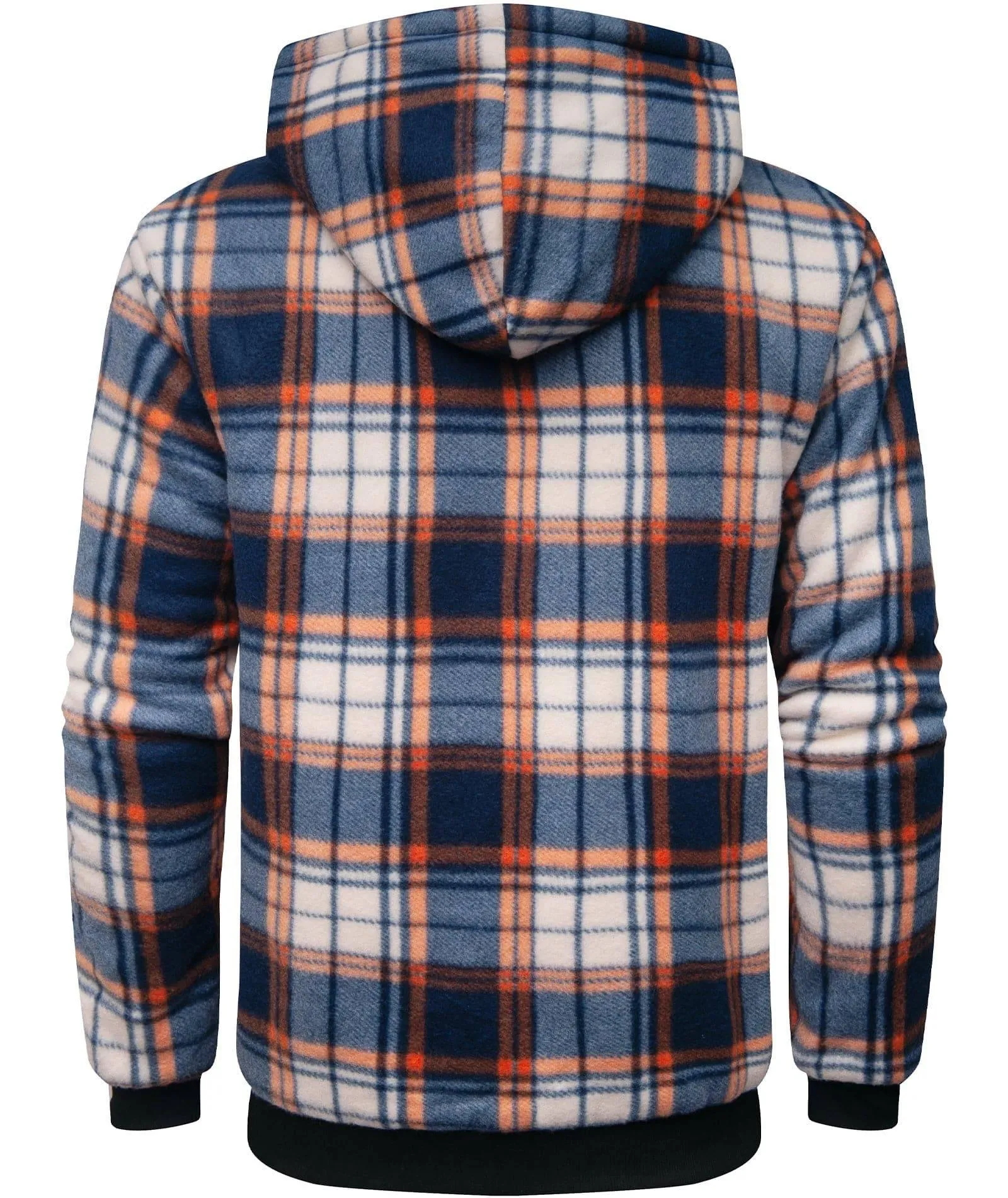 Men's Full Zipper Plaid Fleece Hoodie-ZPK005317