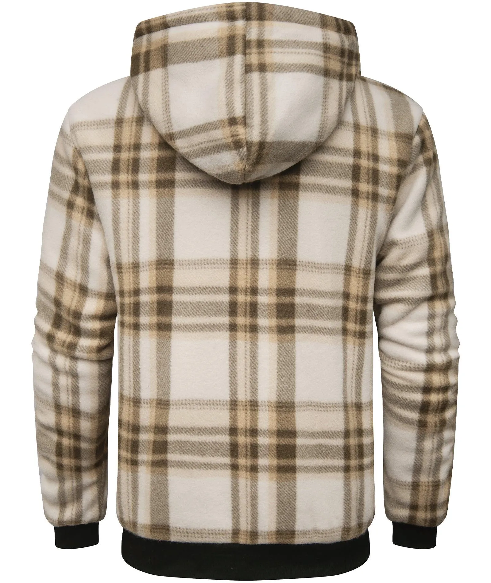 Men's Full Zipper Plaid Fleece Hoodie-ZPK005317