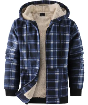 Men's Full Zipper Plaid Fleece Hoodie-ZPK005317